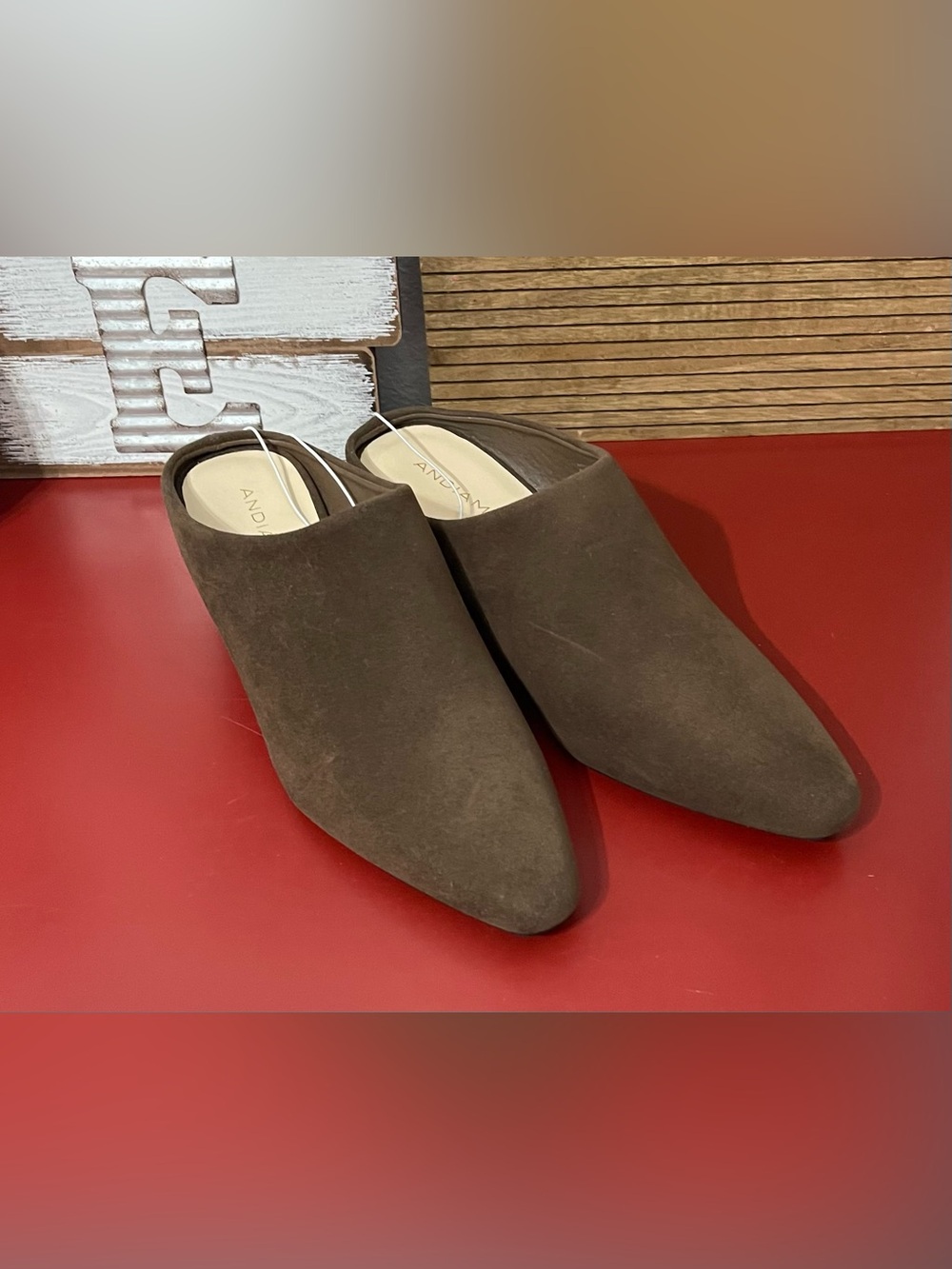 Andiamo Brown Pointed Slip-On Mules